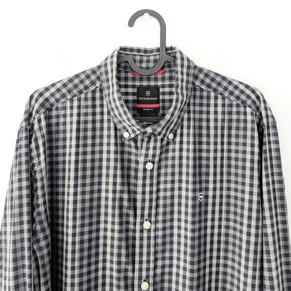 Victorinox Men's Gingham Casual Button Down Shirt In Size Large - Picture 4 of 12